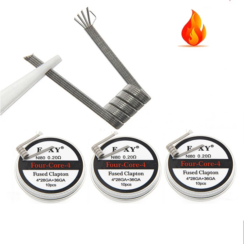 10 ピース/箱 Ni80 事前構築コイル 28GA 36G - Clapton Wire Pre Built のレビューと価格