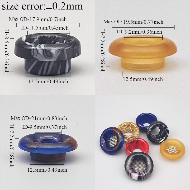 1PC 810 ショートスタイル樹脂ドリップノズルフィルター - Drip Tip Resin のレビューと価格
